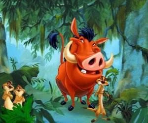 puzzel Simba vriend, Timon en Pumbaa
