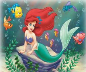 puzzel The Little Mermaid Ariel dromen met haar charmante prins naast haar vis vriend Bot