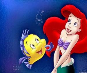 puzzel The Little Mermaid Ariel te praten met haar vriend Bot vis