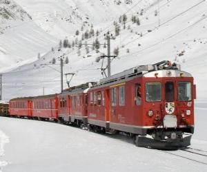 puzzel Trainen in een besneeuwde landschap
