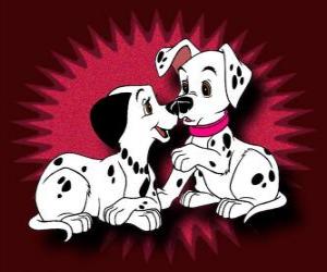 puzzel Twee Dalmatische puppies spelen