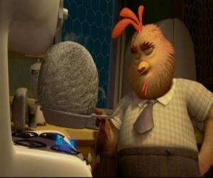 puzzel Vader van Chicken Little's, Buck Cluck, in de keuken