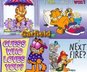 puzzel Verschillende foto's van Garfield