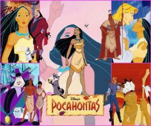 puzzel Verschillende foto's van Pocahontas