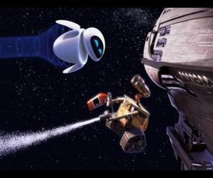 puzzel Wall-E en Eve in de ruimte