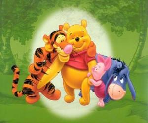 puzzel Winnie de Poeh en zijn vriendjes Iejoor, Teigetje en Knorretje