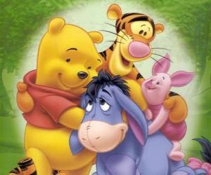puzzel Winnie de Poeh en zijn vriendjes Iejoor, Teigetje en Knorretje