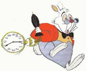 puzzel Witte Konijn met een vest en een grote zakhorloge