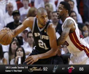 puzzel 2013 NBA Finals, 1ste Match, San Antonio Spurs 92 - Miami Heat 88