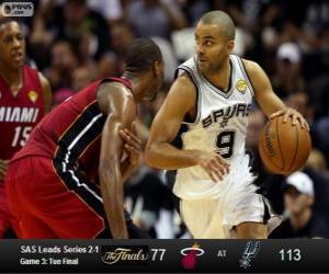 puzzel 2013 NBA Finals, 3de match, Miami Heat 77 - San Antonio Spurs 113