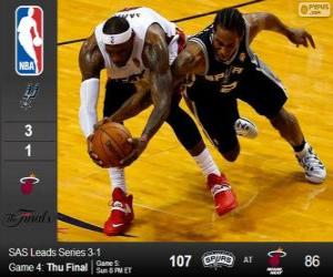 puzzel 2014 NBA-de finale, 4e wedstrijd, San Antonio Spurs 107 - Miami Heat 86