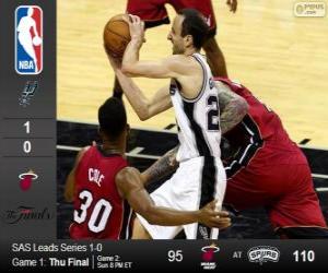 puzzel 2014 NBA finale, 1ste wedstrijd, Miami Heat 95 - San Antonio Spurs 110