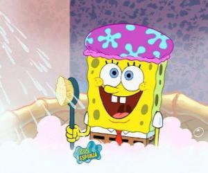 puzzel SpongeBob in de douche