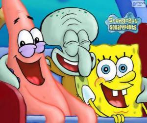 puzzel SpongeBob SquarePants en zijn vrienden Patrick Ster en Octo Tentakel