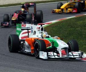 puzzel Adrian Sutil - Force India - Barcelona 2010
