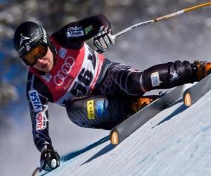 puzzel Alpine skiër oefenen van een afdaling