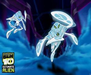 puzzel Amfibivolt, alien die lijkt op een kwal buitenaardse van de planeet Amperia. Ben 10: Ultimate Alien