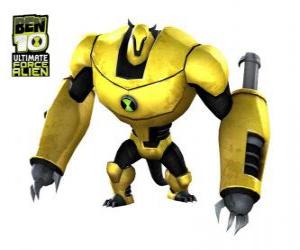 puzzel ArmeDriller of Armodrillo, robuuste vreemdeling als een armadillo robot van de planeet Terraexcava. Ben 10 Ultimate Alien