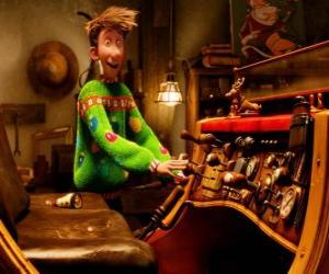 puzzel Arthur Christmas kijken naar de oude slee