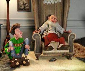 puzzel Arthur Christmas met zijn grootvader