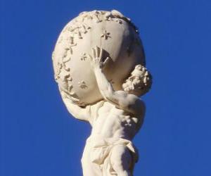puzzel Atlas, Titan in de Griekse mythologie dat de aarde in stand houdt op zijn schouders