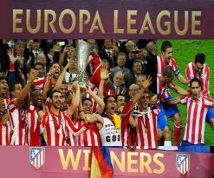 puzzel Atlético Madrid, kampioen van de UEFA Europa League 2011-2012