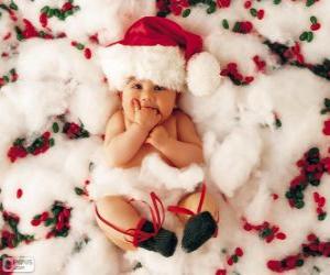 puzzel Baby met hoed van Santa Claus