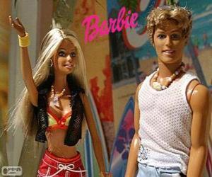 puzzel Barbie en Ken in de zomer