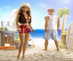 puzzel Barbie en Ken op het strand