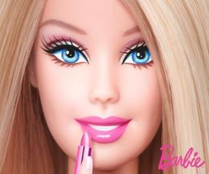 puzzel Barbie is geschilderd lippen