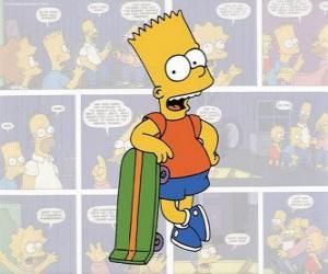 puzzel Bart Simpson met zijn skateboard