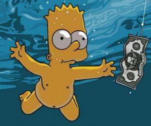 puzzel Bart Simpson onderwater om een ticket te krijgen van een haak