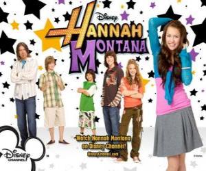 puzzel Belangrijkste karakters van Hannah Montana, Miley Ray Stewart, Lillian &quot;Lilly&quot; Truscott, Oliver Oken, Rod Stewart Jackson, Robby Ray Stewart en Rico Suave