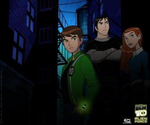 puzzel Ben, Gwen en Kevin, de menselijke protagonisten van Ben 10 Alien Force