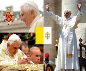 puzzel Benedictus XVI, Joseph Alois Ratzinger is de 265 ste paus van de katholieke kerk.