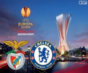 puzzel Benfica vs Chelsea. Europa League 2012-2013 finale in de Amsterdam Arena, Nederland