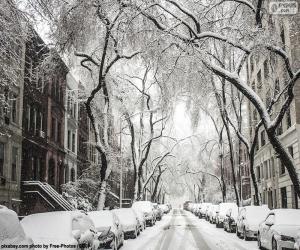 puzzel Besneeuwde straat