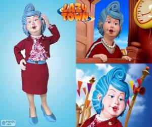 puzzel Bessie bemoeial van LazyTown praten over haar mobiele telefoon