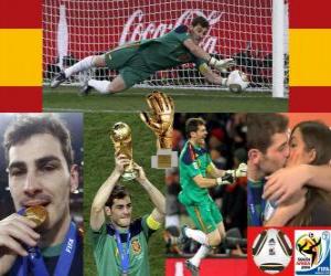 puzzel Beste keeper Iker Casillas (Gold Glove) van het wereldkampioenschap voetbal 2010 Zuid-Afrika