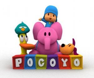 puzzel beste vrienden Pocoyo s zijn Pato, Elly, Loula en Sleepy Bird