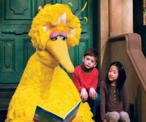 puzzel Big Bird het lezen van een prentenboek