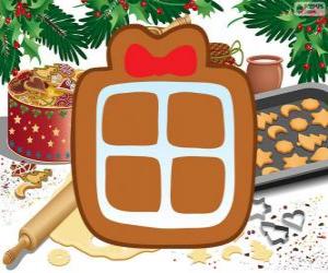 puzzel Biscuit met de vorm van een kerstcadeau