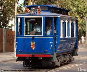 puzzel Blauwe tram, Barcelona