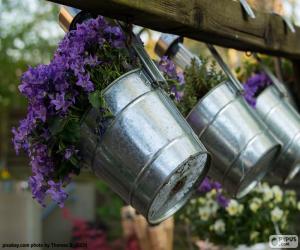 puzzel Bloemen in potten metaal