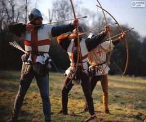 puzzel Boogschutters, middeleeuwse soldaten gewapend met een boog