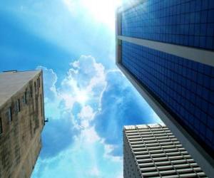 puzzel Bouwen wolkenkrabbers in de stad