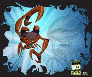 puzzel Brainstormen, een genie schaaldieren vreemdeling in Ben 10 Alien Force