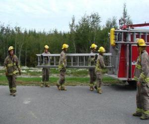 puzzel Brandweerlieden met een ladder