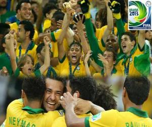 puzzel Brazilië, kampioen van Copa FIFA Confederations 2013