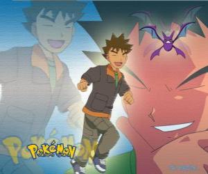 puzzel Brock, oorspronkelijk de leider van de Pewter City Gym (Pewter), gespecialiseerd in rock-type Pokemon.